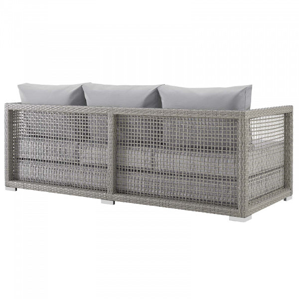 Aura 4 Piece Outdoor Patio Wicker Rattan Set Gray Gray by Modway