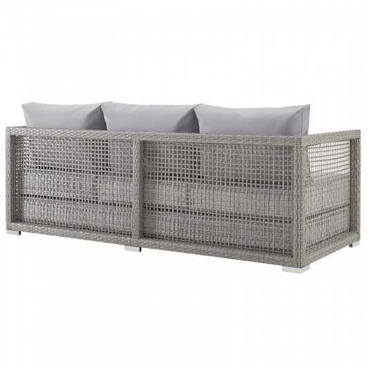 Aura 4 Piece Outdoor Patio Wicker Rattan Set Gray Gray by Modway