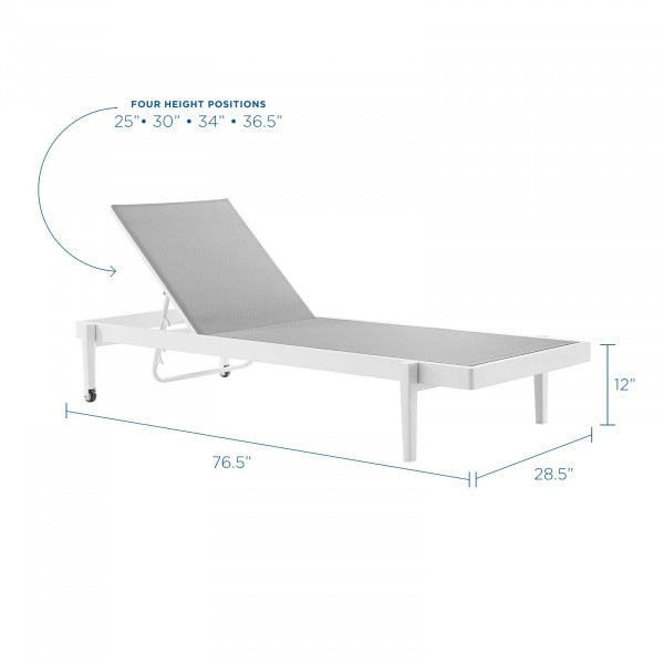 Charleston Outdoor Patio Aluminum Chaise Lounge Chair White Gray by Modway