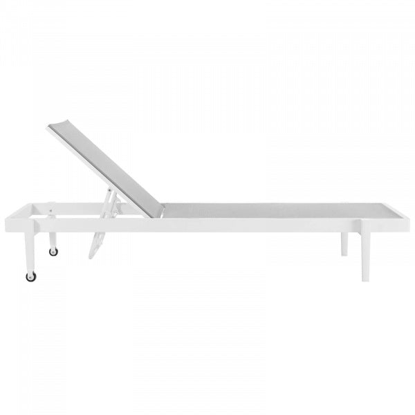 Charleston Outdoor Patio Aluminum Chaise Lounge Chair White Gray by Modway