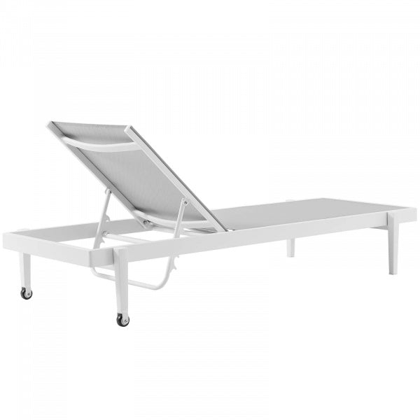 Charleston Outdoor Patio Aluminum Chaise Lounge Chair White Gray by Modway