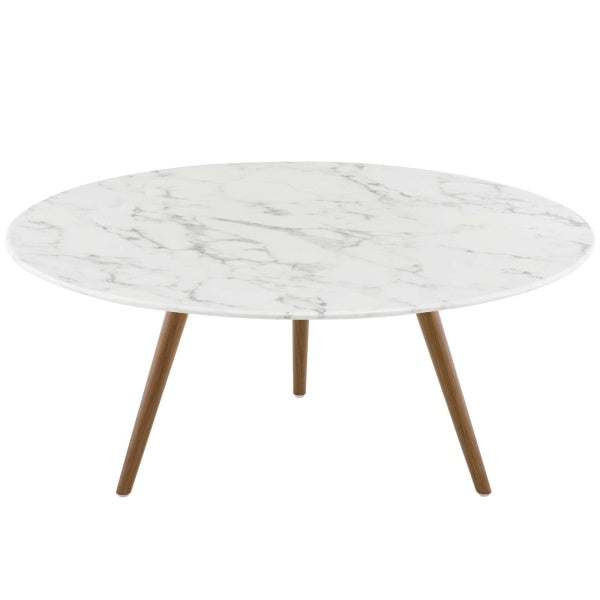 Lippa 36" Round Artificial Marble Coffee Table with Tripod Base By Modway