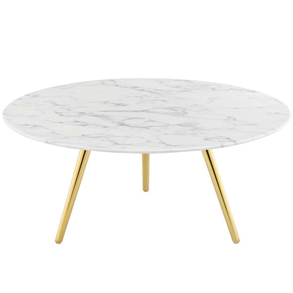 Lippa 36" Round Artificial Marble Coffee Table with Tripod Base By Modway