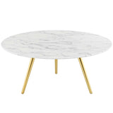 Lippa 36" Round Artificial Marble Coffee Table with Tripod Base By Modway
