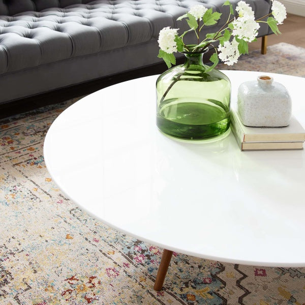 Lippa 47" Round Wood Top Coffee Table with Tripod Base By Modway
