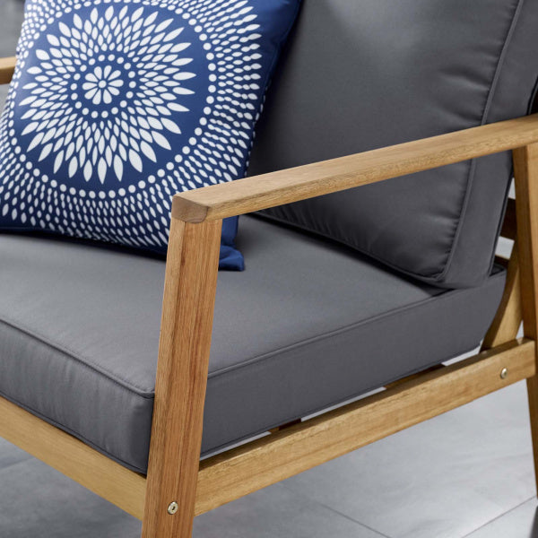 Syracuse Eucalyptus Wood Outdoor Patio 4 Piece Furniture Set Natural Gray by Modway