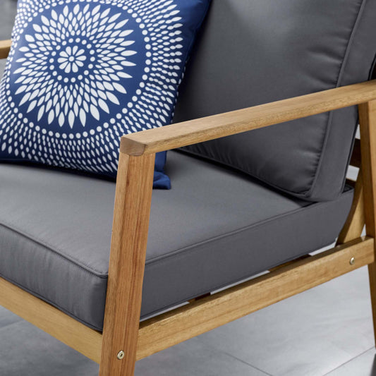 Syracuse Eucalyptus Wood Outdoor Patio 4 Piece Furniture Set Natural Gray by Modway