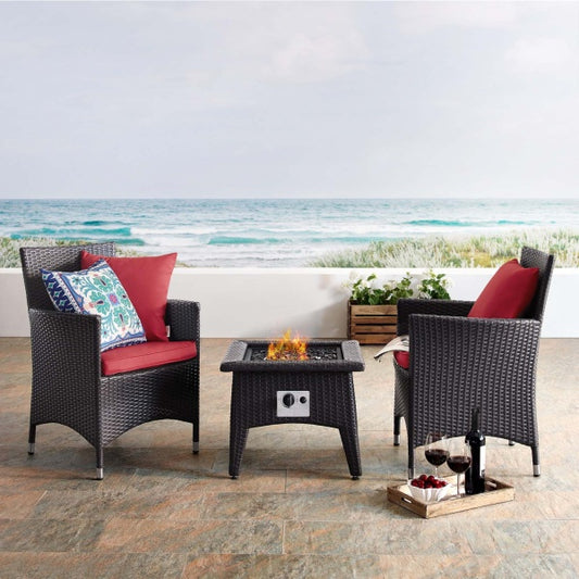 Convene 3 Piece Set Outdoor Patio with Fire Pit Espresso by Modway
