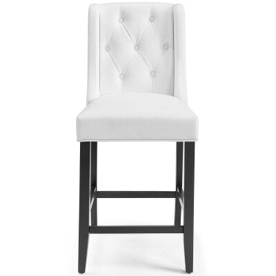Baronet Tufted Button Faux Leather Counter Stool White by Modway
