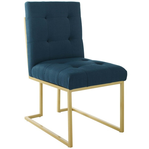 Privy Gold Stainless Steel Upholstered Fabric Dining Accent Chair | Polyester by Modway