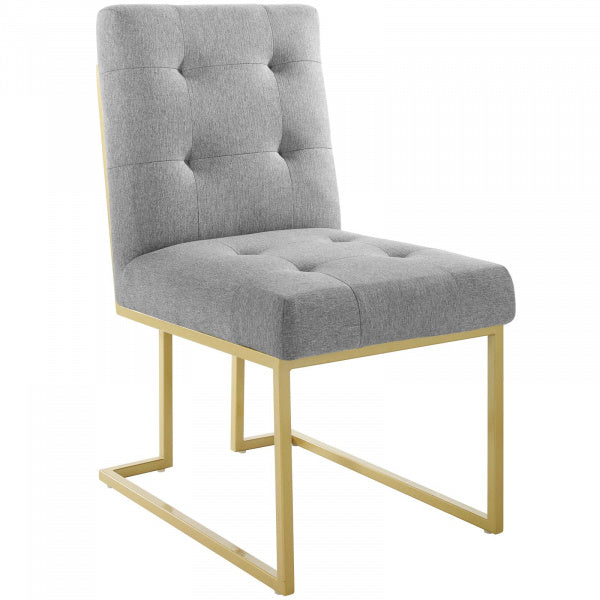 Privy Gold Stainless Steel Upholstered Fabric Dining Accent Chair | Polyester by Modway