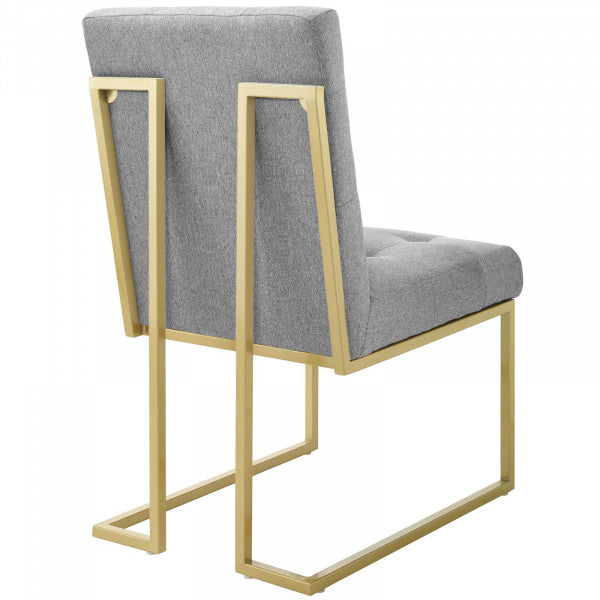 Privy Gold Stainless Steel Upholstered Fabric Dining Accent Chair | Polyester by Modway