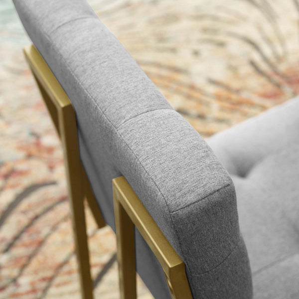 Privy Gold Stainless Steel Upholstered Fabric Dining Accent Chair | Polyester by Modway