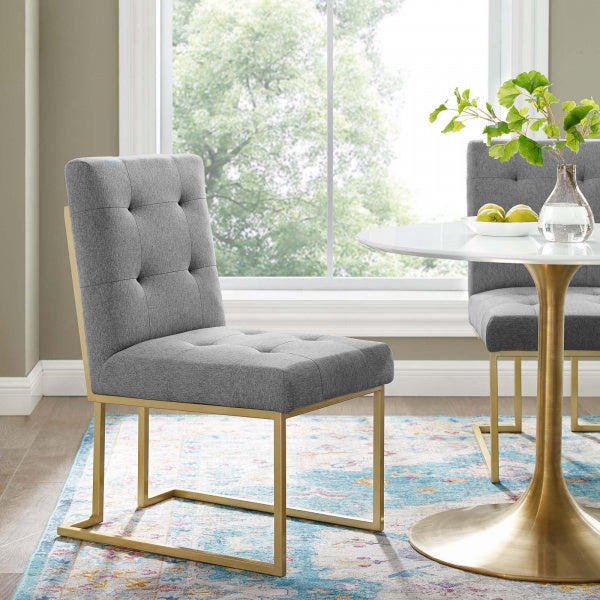 Privy Gold Stainless Steel Upholstered Fabric Dining Accent Chair | Polyester by Modway