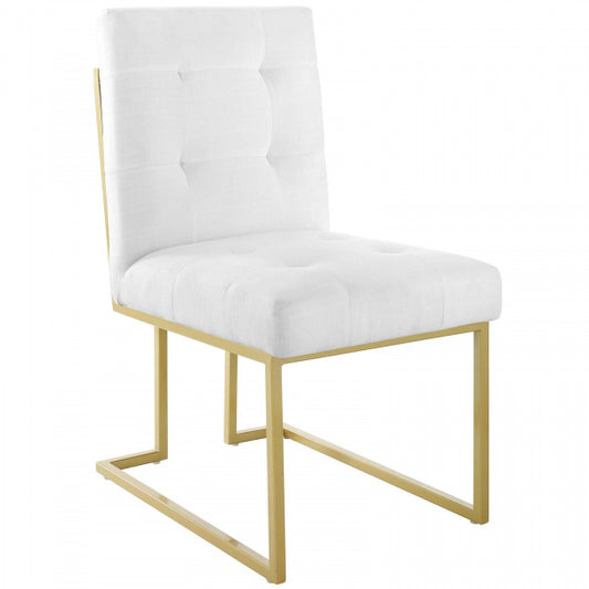 Privy Gold Stainless Steel Upholstered Fabric Dining Accent Chair | Polyester by Modway