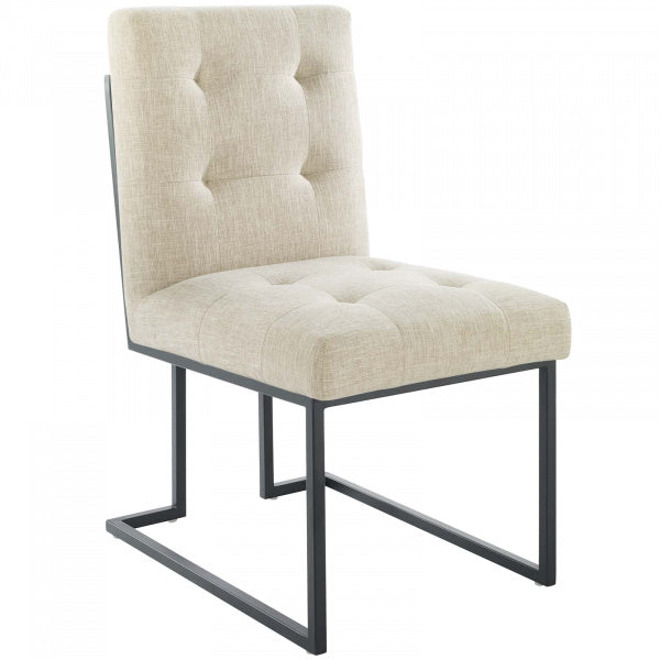 Privy Black Stainless Steel Upholstered Fabric Dining Chair | Polyester by Modway