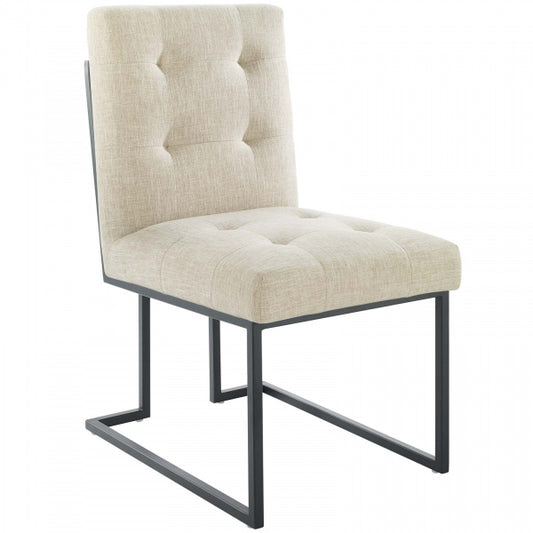 Privy Black Stainless Steel Upholstered Fabric Dining Chair | Polyester by Modway