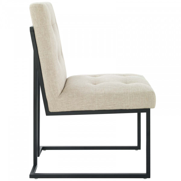 Privy Black Stainless Steel Upholstered Fabric Dining Chair | Polyester by Modway