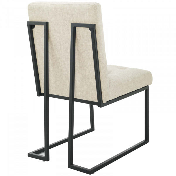 Privy Black Stainless Steel Upholstered Fabric Dining Chair | Polyester by Modway