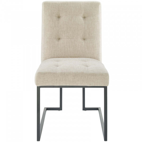 Privy Black Stainless Steel Upholstered Fabric Dining Chair | Polyester by Modway