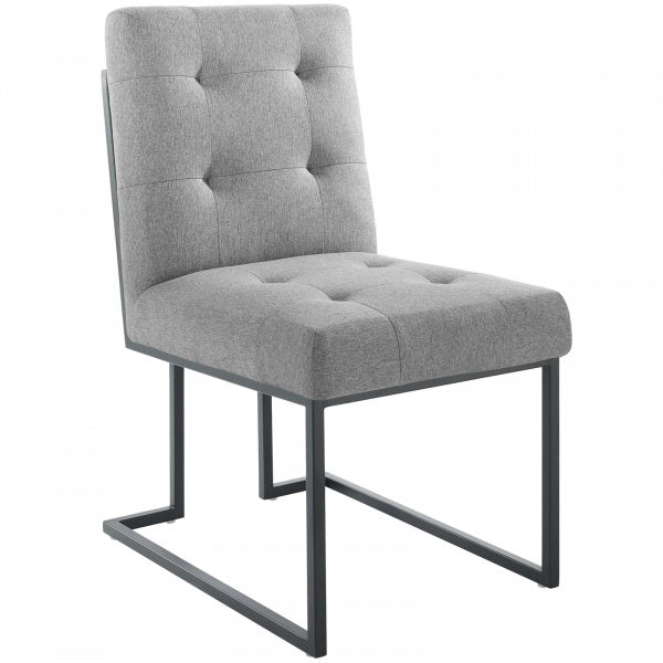 Privy Black Stainless Steel Upholstered Fabric Dining Chair | Polyester by Modway