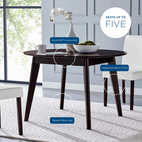 Vision 45" Round Dining Table Cappuccino By Modway