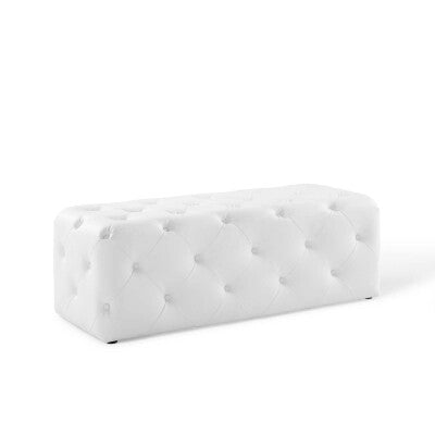 Anthem 48" Tufted Button Entryway Faux Leather Bench White by Modway