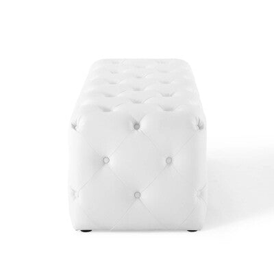 Anthem 48" Tufted Button Entryway Faux Leather Bench White by Modway