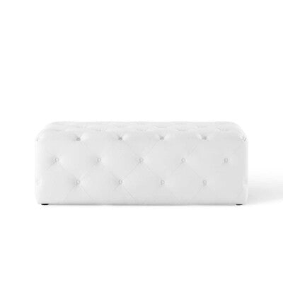 Anthem 48" Tufted Button Entryway Faux Leather Bench White by Modway