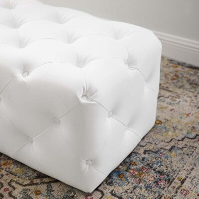 Anthem 48" Tufted Button Entryway Faux Leather Bench White by Modway