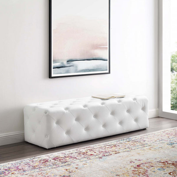 Anthem 60" Tufted Button Entryway Faux Leather Bench By Modway