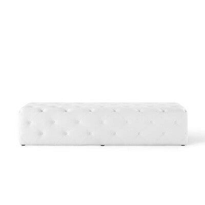 Anthem 72" Tufted Button Entryway Faux Leather Bench White by Modway
