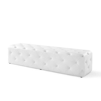 Anthem 72" Tufted Button Entryway Faux Leather Bench White by Modway