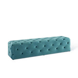 Anthem 72" Tufted Button Entryway Performance Velvet Bench Sea Blue by Modway