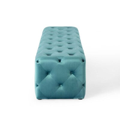 Anthem 72" Tufted Button Entryway Performance Velvet Bench Sea Blue by Modway