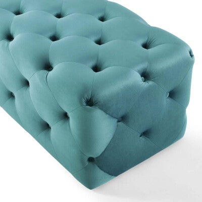 Anthem 72" Tufted Button Entryway Performance Velvet Bench Sea Blue by Modway