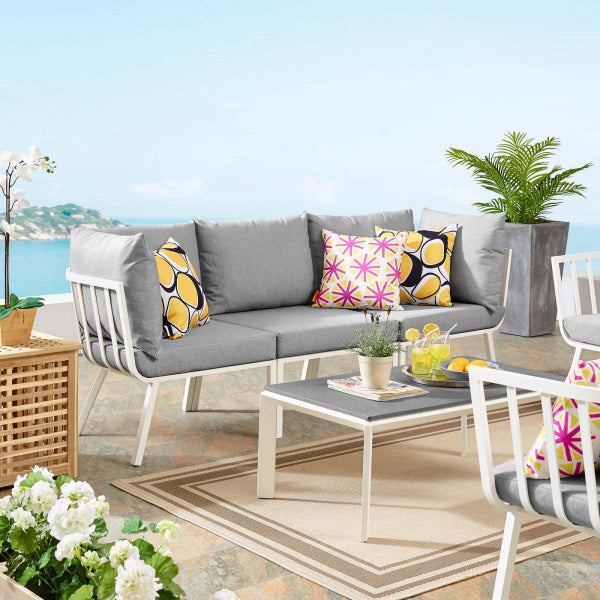Riverside 3 Piece Outdoor Patio Aluminum Sectional Sofa Set by Modway