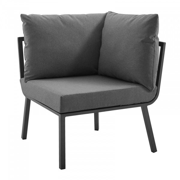 Riverside 4 Piece Outdoor Patio Aluminum Sectional Set with Armchair and Table in Dark Gray by Modway