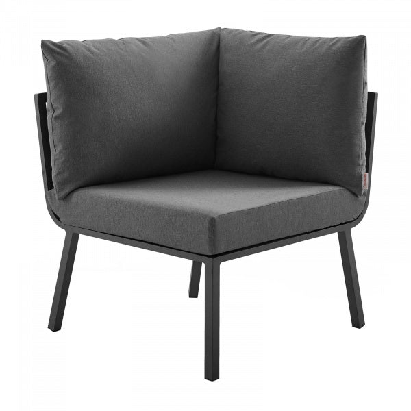 Riverside 4 Piece Outdoor Patio Aluminum Sectional Set with Armchair and Table in Dark Gray by Modway