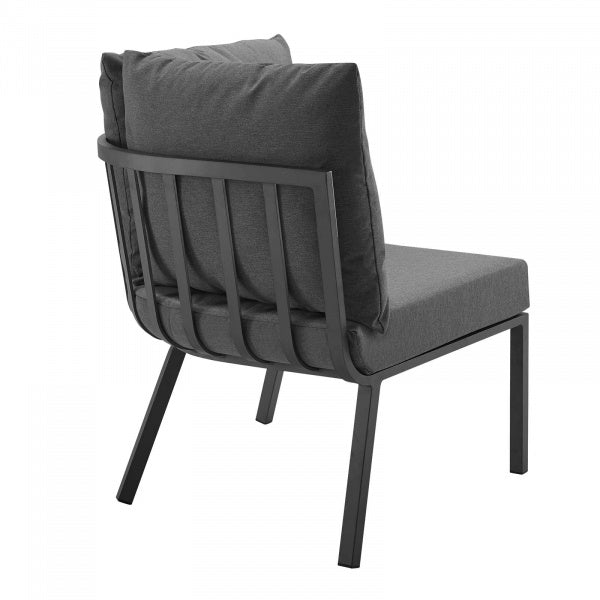 Riverside 4 Piece Outdoor Patio Aluminum Sectional Set with Armchair and Table in Dark Gray by Modway