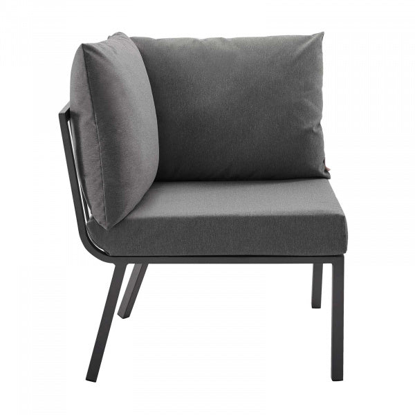 Riverside 4 Piece Outdoor Patio Aluminum Sectional Set with Armchair and Table in Dark Gray by Modway