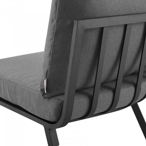 Riverside 4 Piece Outdoor Patio Aluminum Sectional Set with Armchair and Table in Dark Gray by Modway