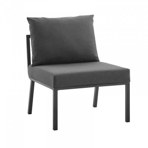 Riverside 4 Piece Outdoor Patio Aluminum Sectional Set with Armchair and Table in Dark Gray by Modway