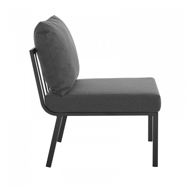 Riverside 4 Piece Outdoor Patio Aluminum Sectional Set with Armchair and Table in Dark Gray by Modway