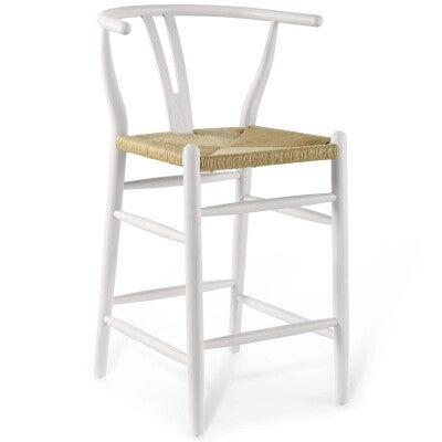 Amish Wood Counter Stool White by Modway
