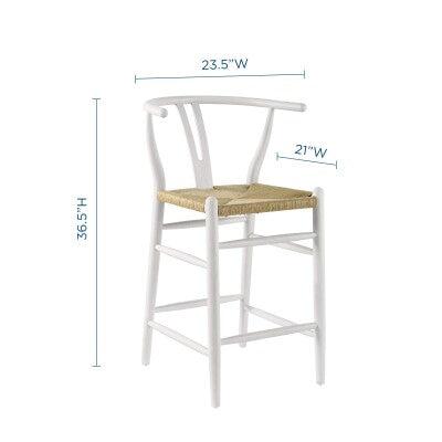 Amish Wood Counter Stool White by Modway