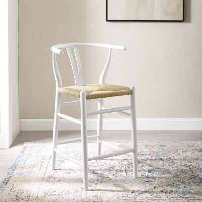 Amish Wood Counter Stool White by Modway