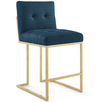Privy Gold Stainless Steel Upholstered Fabric Counter Stool by Modway