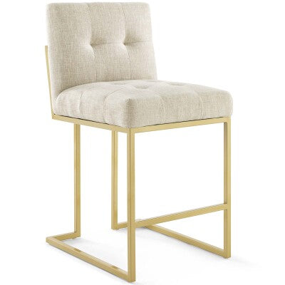 Privy Gold Stainless Steel Upholstered Fabric Counter Stool by Modway
