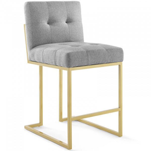 Privy Gold Stainless Steel Upholstered Fabric Counter Stool by Modway